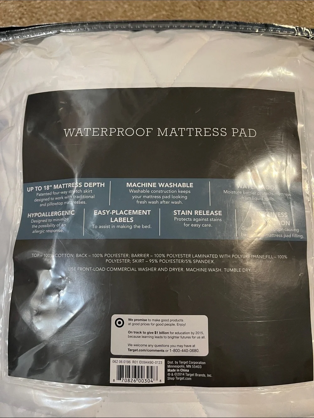 Threshold White Waterproof Mattress Pad king size new